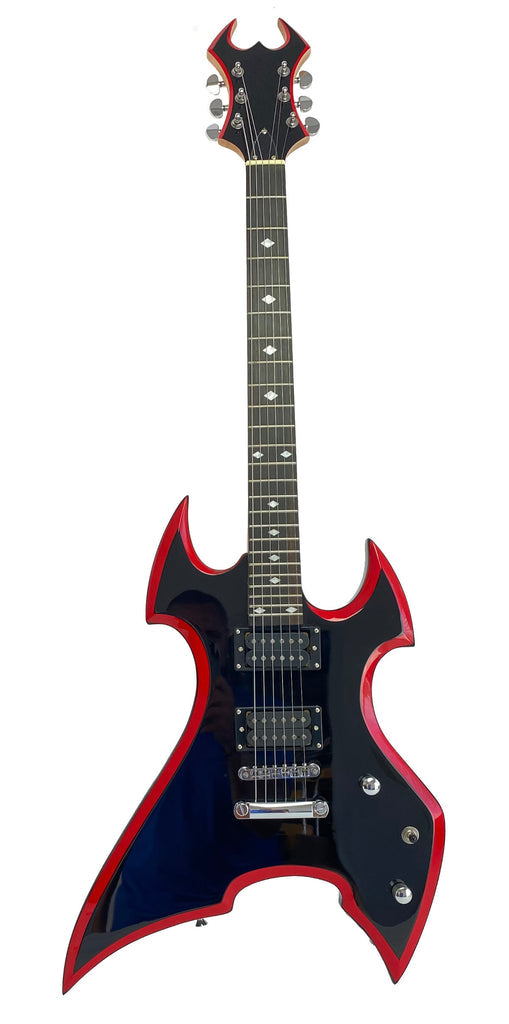 Heavy Metal Style Electric 6 String Guitar Solid Wood Body Black with Red