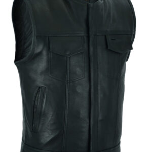 Motorcycle Club Vest Dream Apparel Men's Black Cowhide Leather Liner L