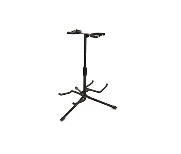 DUAL GUITAR DISPLAY STAND - TRADITIONAL DESIGN ADJUSTABLE HEIGHT FOAM PADDED New
