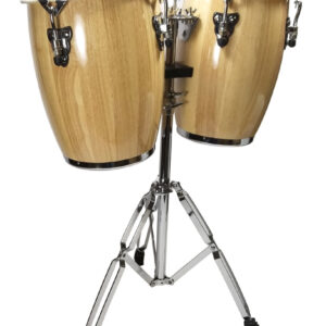Zenison Latin Percussion Conga Drums and Stand 9" & 10" inch Heads Natural Wood