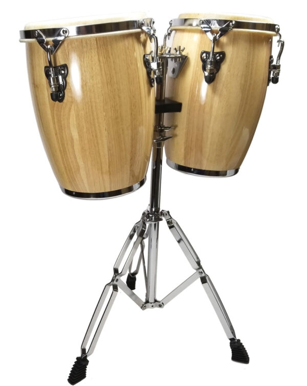 Zenison Latin Percussion Conga Drums and Stand 9" & 10" inch Heads Natural Wood