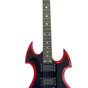 Heavy Metal Style Electric 6 String Guitar Solid Wood Body Black with Red