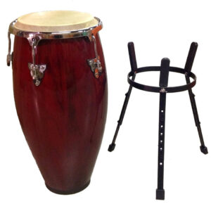 12" inch Conga Hand Drum and Stand Musical Percussion Red Wine Gloss Finish