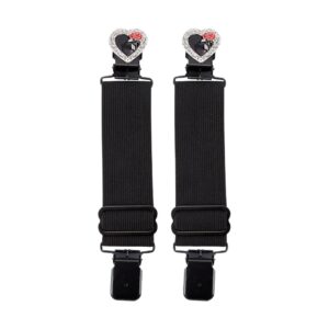 Black/Chrome Heart And Red Rose Alligator Boot Clips