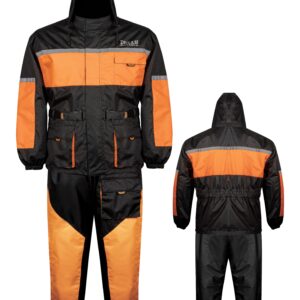 2-Piece Rain Suit Dream Apparel Black Orange Waterproof Jacket Pants