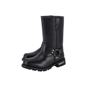 Men's Motorcycle Riding Mid Calf Biker Boots Waterproof Black PU Leather
