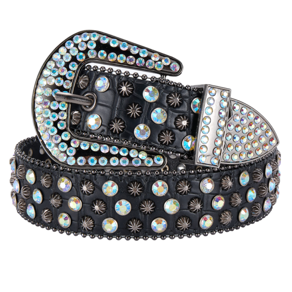 Western Bling Rhinestone Crystal Belt Faux Leather Adjustable Medium XL