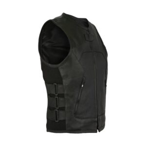 Dream Apparel Women Leather Vest with side straps Conceal Carry Motorcycle Vest