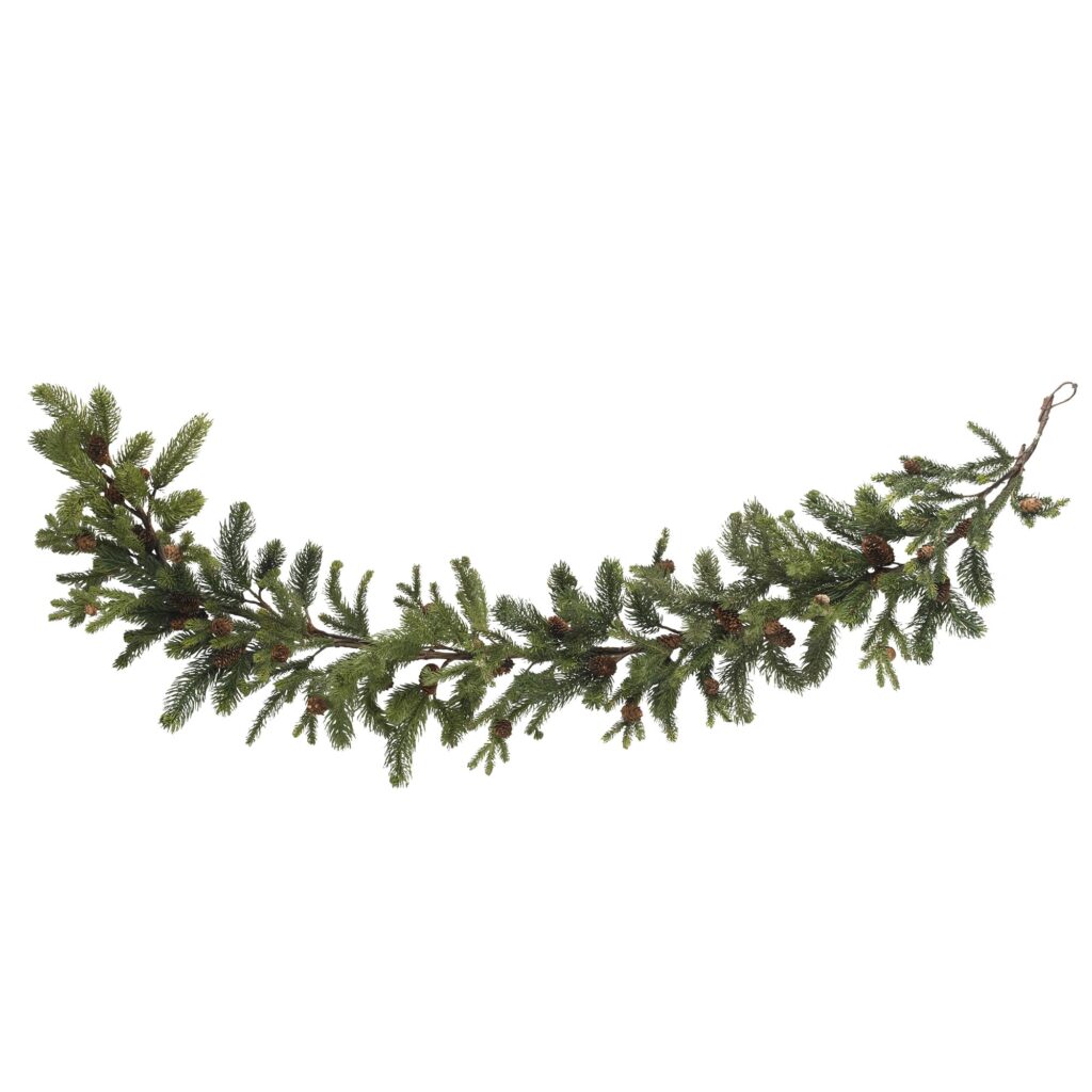 60 Inch Pine and Pinecone Garland Faux Greenery Holiday Decor Traditional Style