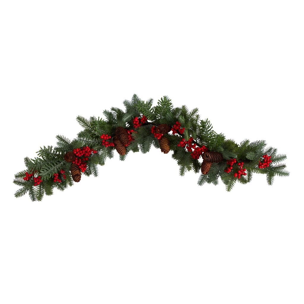 40 Inch Pines Red Berries Pinecones Christmas Garland Artificial Evergreen