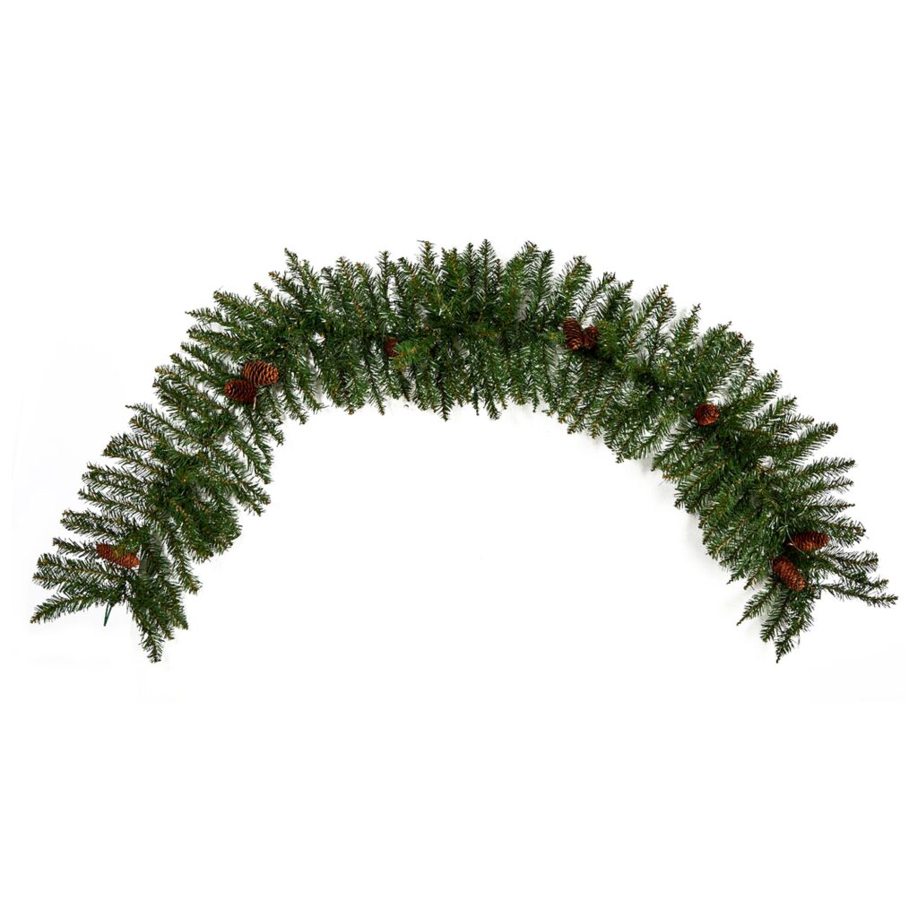6 Foot Pines Pinecones Christmas Garland 150 Leaves 50 LED Lights Decorative