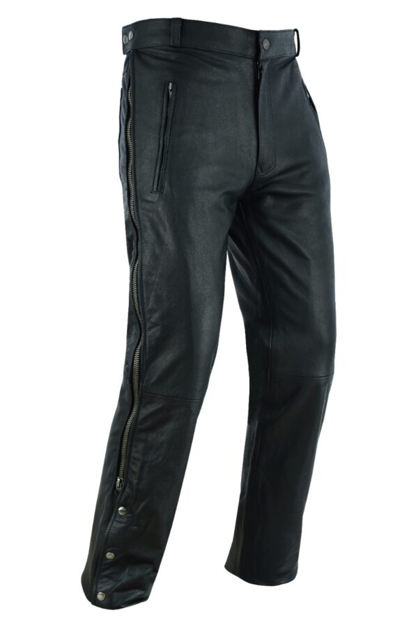 Mens Leather Chaps Pants Dream Apparel Black Naked Cowhide Zippered