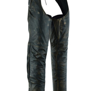 Motorcycle Chaps Dream Apparel Mens Distressed Brown Leather Cowhide