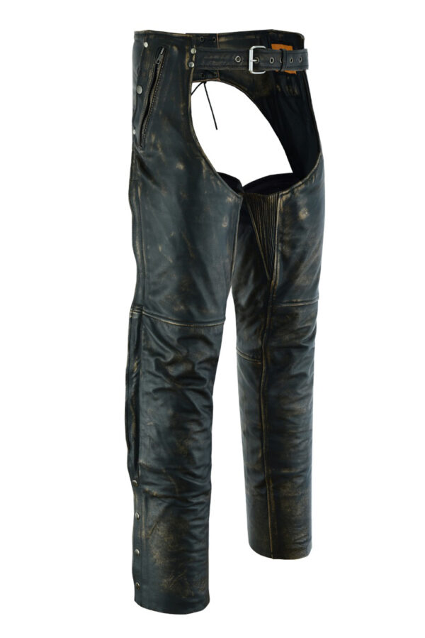 Motorcycle Chaps Dream Apparel Mens Distressed Brown Leather Cowhide