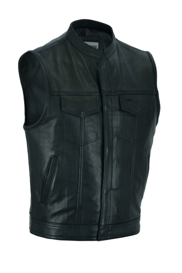 Mens Dream Apparel Motorcycle Club Vest Cowhide Leather Concealed Gun Pockets