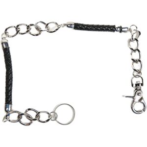 20" Biker Wallet Chain With Two Braided Leather Sections
