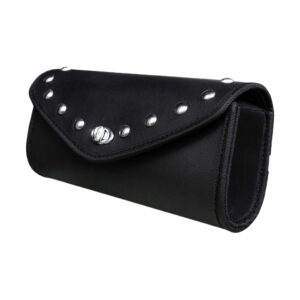 Authentic Black Leather Motorcycle Windshield Bag With Stud
