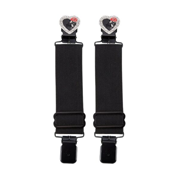Black/Chrome Heart And Red Rose Alligator Boot Clips