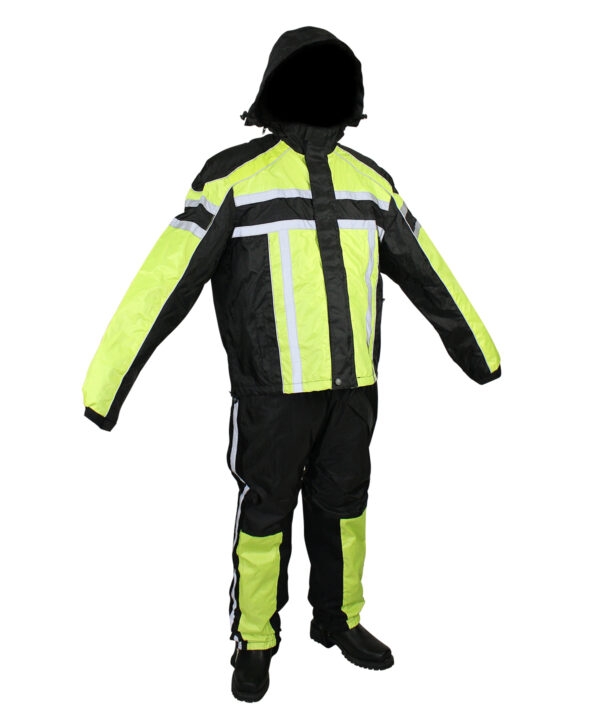 Two-Piece Black Fluorescent Waterproof Rain Suit by Dream Apparel