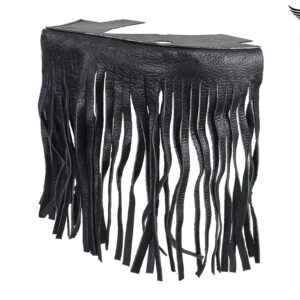 Black Leather Motorcycle Floor Boards with 7 Inch Fringe Passenger Fit