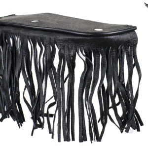 Black Leather Motorcycle Floor Boards with 7 Inch Fringe 8x4 Inch