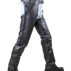 Buffalo Leather Chaps Black Multi Pocket Heavy Duty Biker Gear