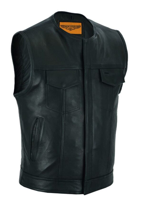 Motorcycle Club Vest Dream Apparel Men's Black Cowhide Leather Liner L
