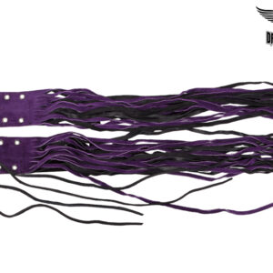 Leather Motorcycle Brake Clutch Cover Black Purple With Fringes