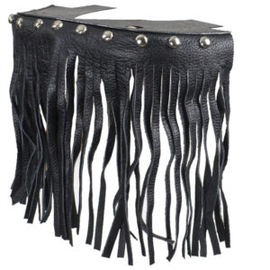 Leather Floor Boards Passenger Black Studded with Fringe 8x4 Inch