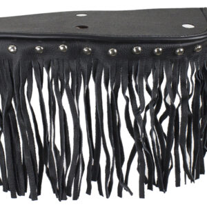 Motorcycle Rider Floor Boards Black Studded Leather 8x4 inch Fringe