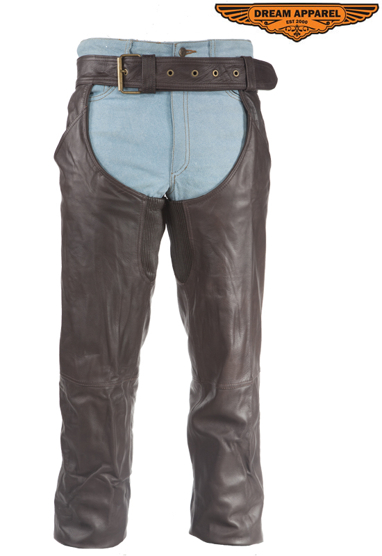 Women Brown Leather Riding Chaps Top Grade Cowhide Soft Touch Size Adjustable