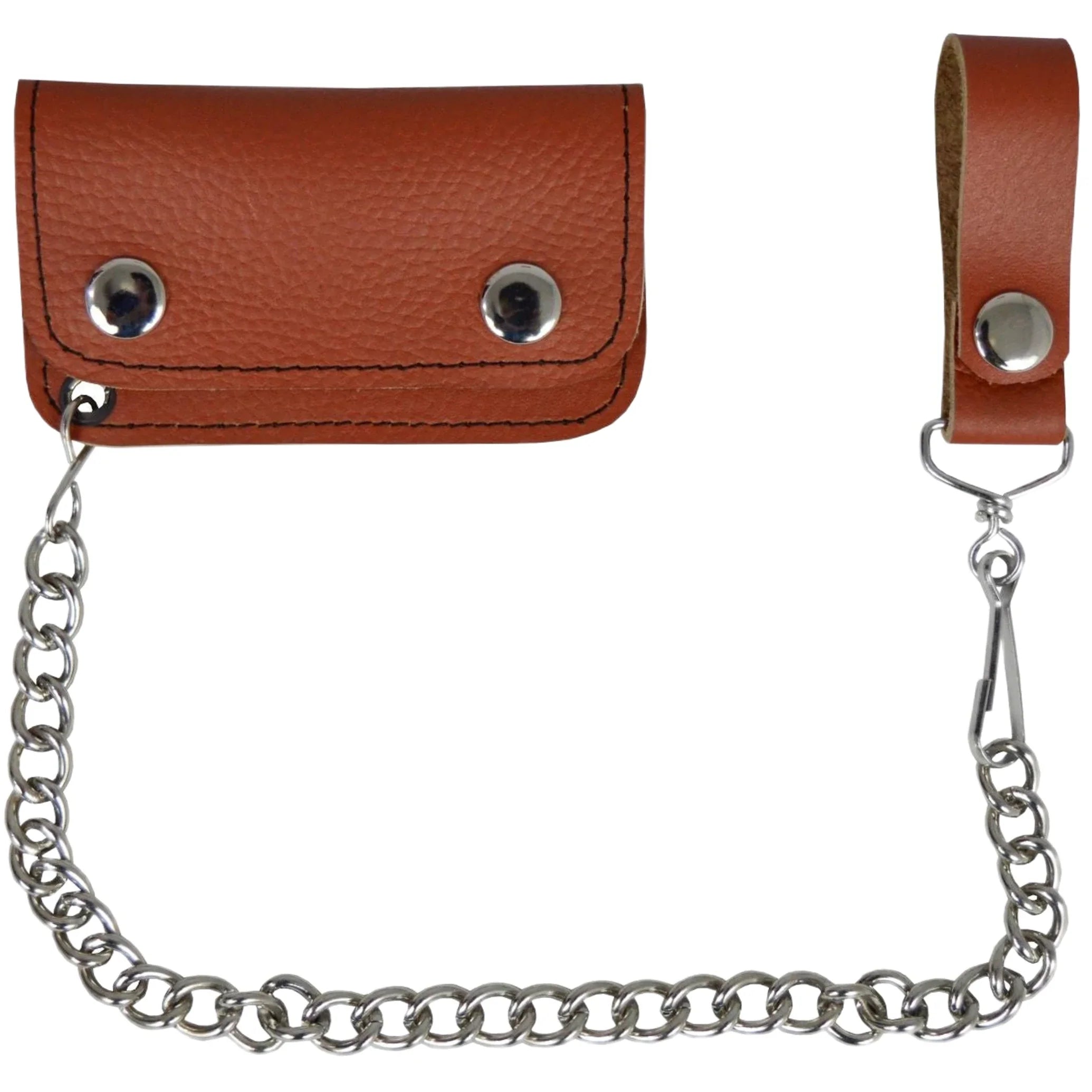 Brown Leather Motorcycle Chain Coins Wallet