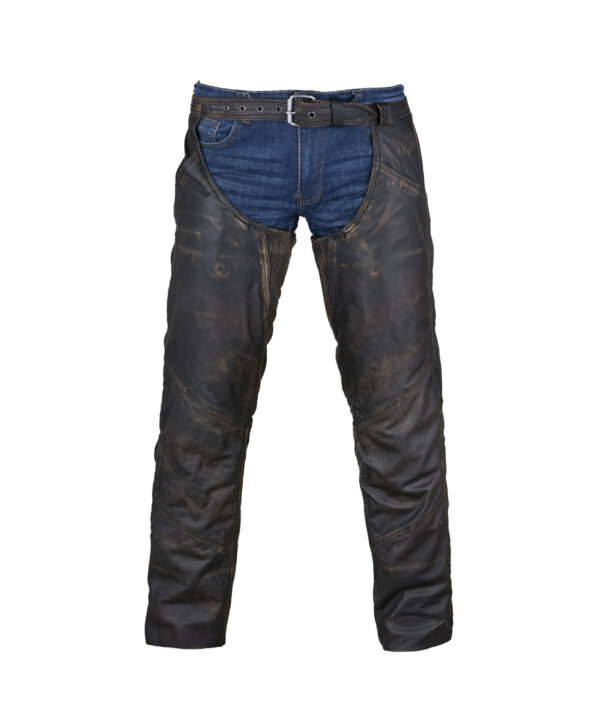 Leather Motorcycle Chaps Distressed Brown Dream Apparel With Belt Size