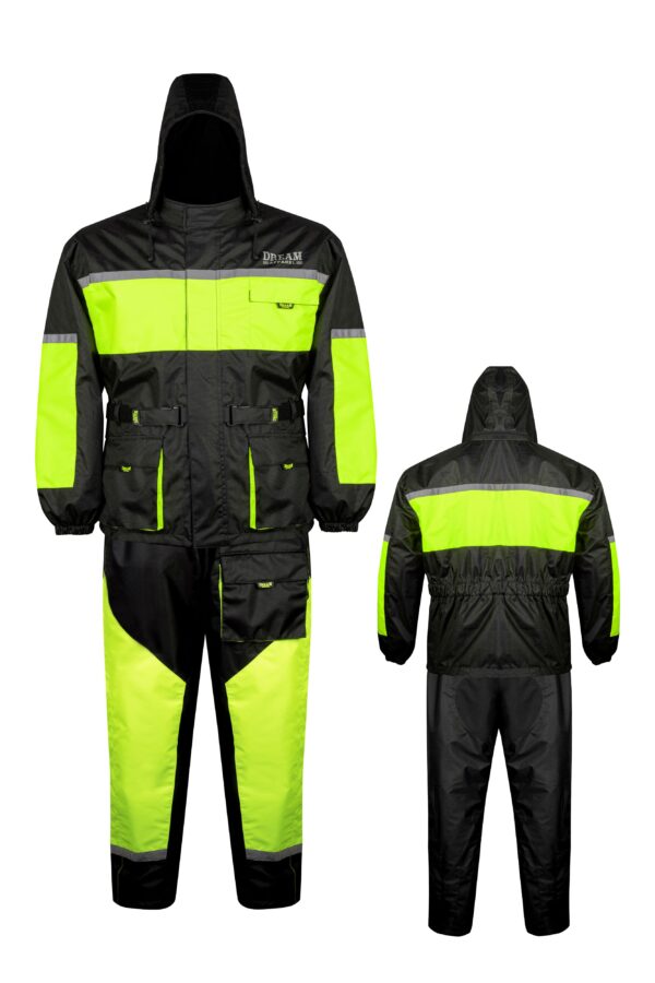 Rain Suit Dream Apparel 2-Piece Black Neon Waterproof Jacket Pants