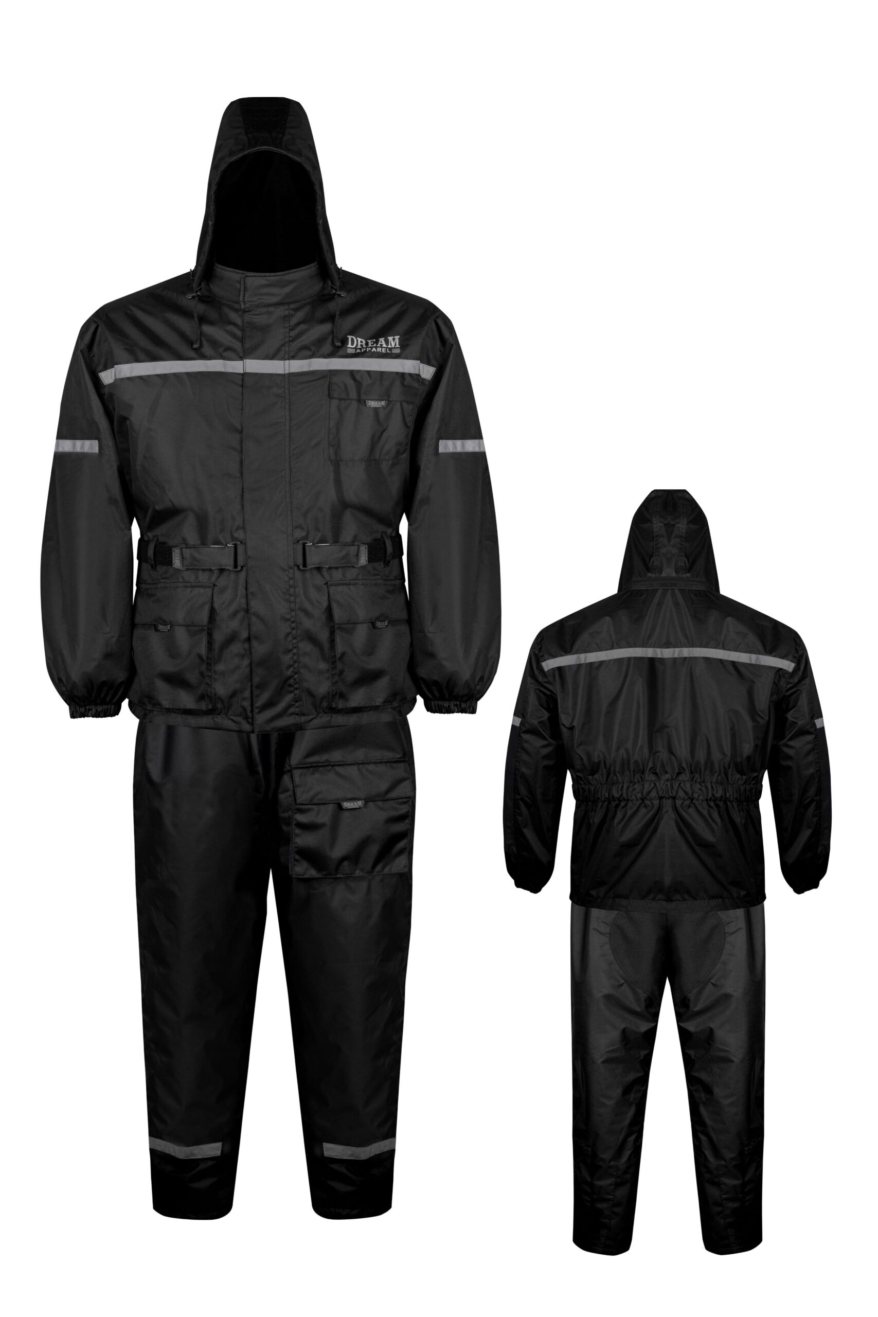 Rain Suit Dream Apparel 2-Piece Black Waterproof Jacket and Pants