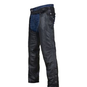 Leather Chaps Dream Apparel Black Premium Cowhide Multi-Pocket Removable Lining