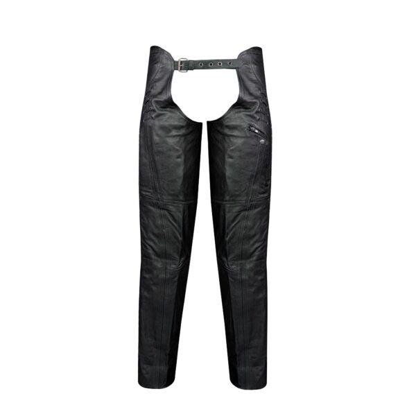 Leather Chaps Dream Apparel Black Premium Naked Cowhide Motorcycle Riding