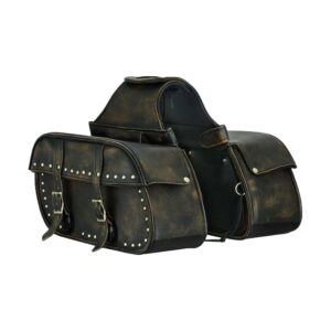 Genuine Distressed Brown Naked Cowhide Leather Concealed Carry Saddlebag