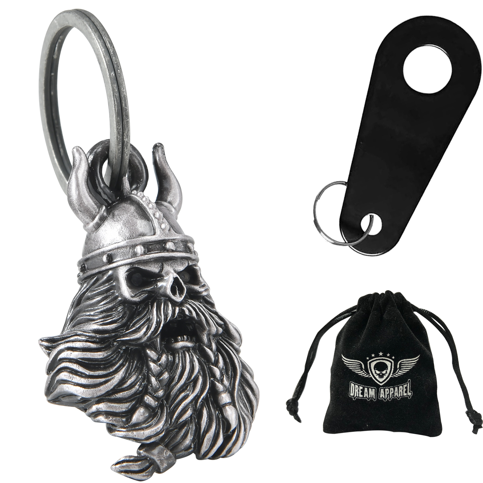 Motorcycle Spirit Bell Dream Apparel Viking Helmet Beard Skull 3D Zinc Alloy