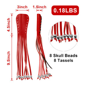Motorcycle Brake Clutch Lever Covers Dream Apparel Skull Fringe Red Black