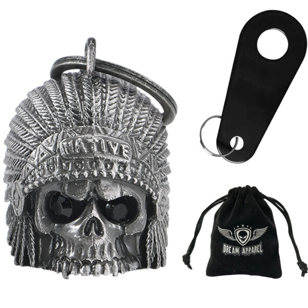 Motorcycle Bell Dream Apparel Indian Skull Black Eyes Collectible