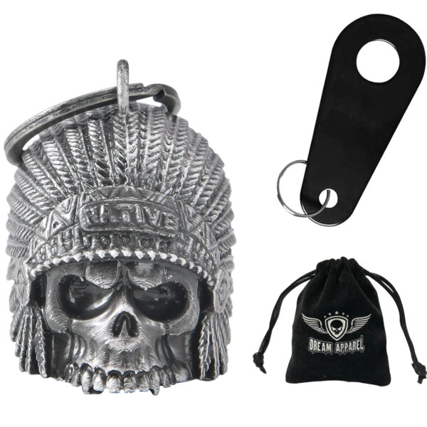 Motorcycle Bell Dream Apparel Indian Skull Head 3D Magnesium Alloy Light