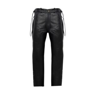 Men's Dream Apparel Black Leather Chaps Naked Cowhide Side Laces