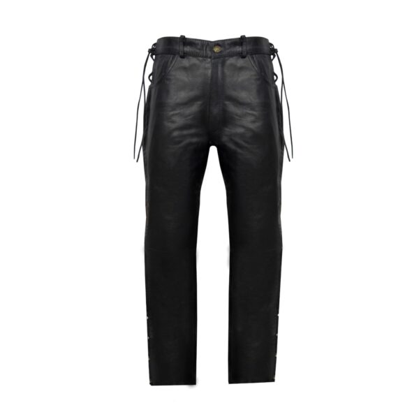 Men's Dream Apparel Black Leather Chaps Naked Cowhide Side Laces