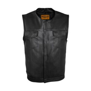 Mens Motorcycle Club Vest Conceal Gun Pockets Heavy Duty Premium Leather