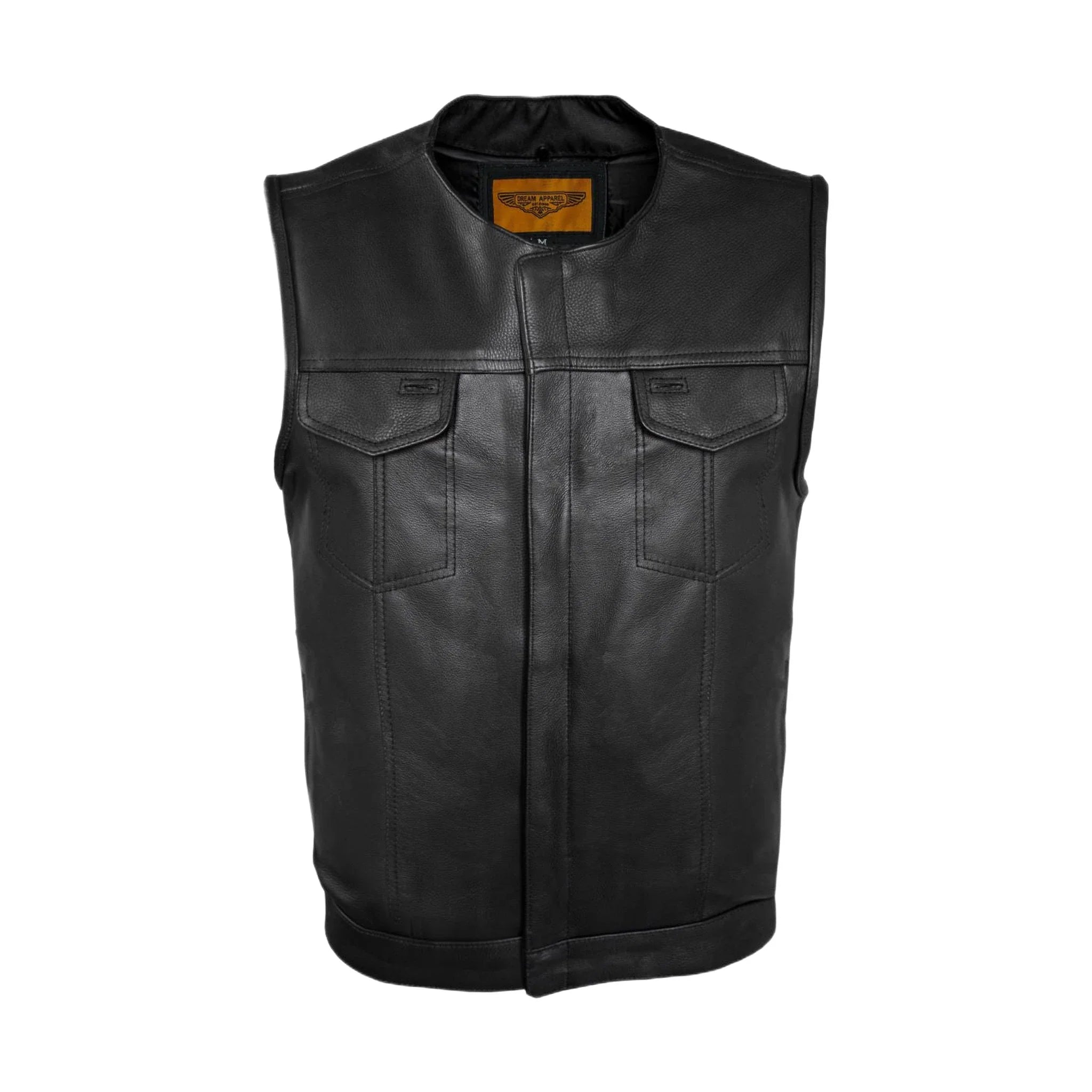 Mens Motorcycle Club Vest Conceal Gun Pockets Heavy Duty Premium Leather