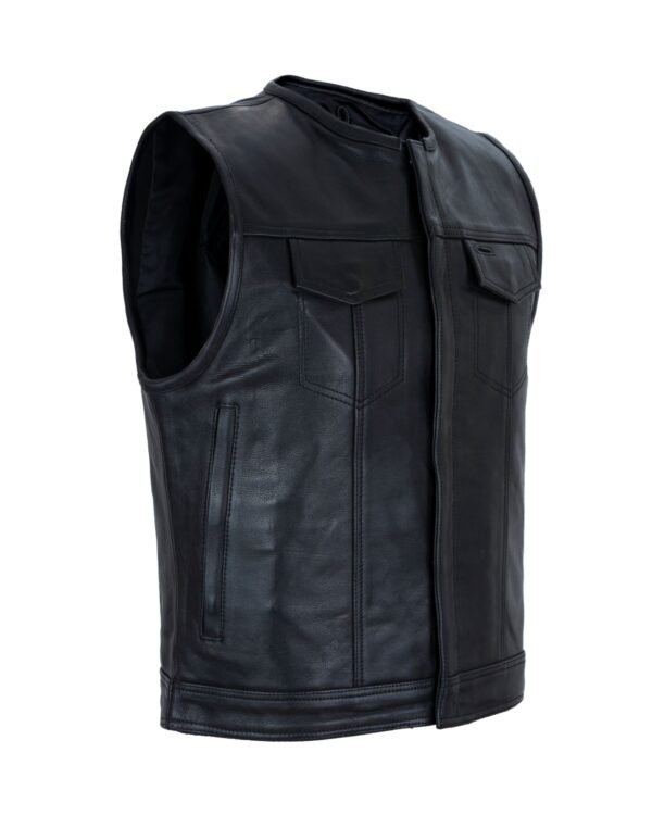 Men's Motorcycle Club Vest Dream Apparel Black Cowhide Leather Concealed Gun