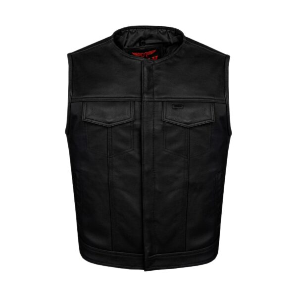 Dream Apparel Mens Motorcycle Collarless CLUB VEST Black Liner Zipper Front