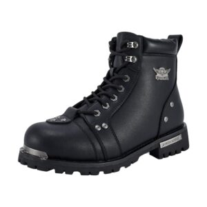 Men's Motorcycle Riding Boots Waterproof Black Faux Leather Side Zipper