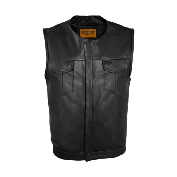 Mens SOA Style Motorcycle Club Vest Gun Pockets Heavy Duty Premium Leather